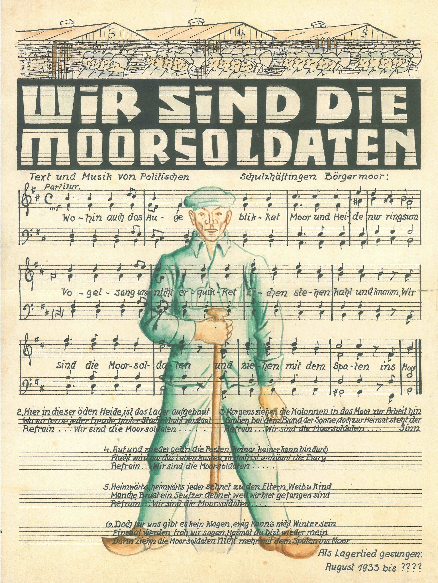 Das Liedblatt Zu Dem Titel «Wir Sind Die Moorsoldaten» Von 1933.
