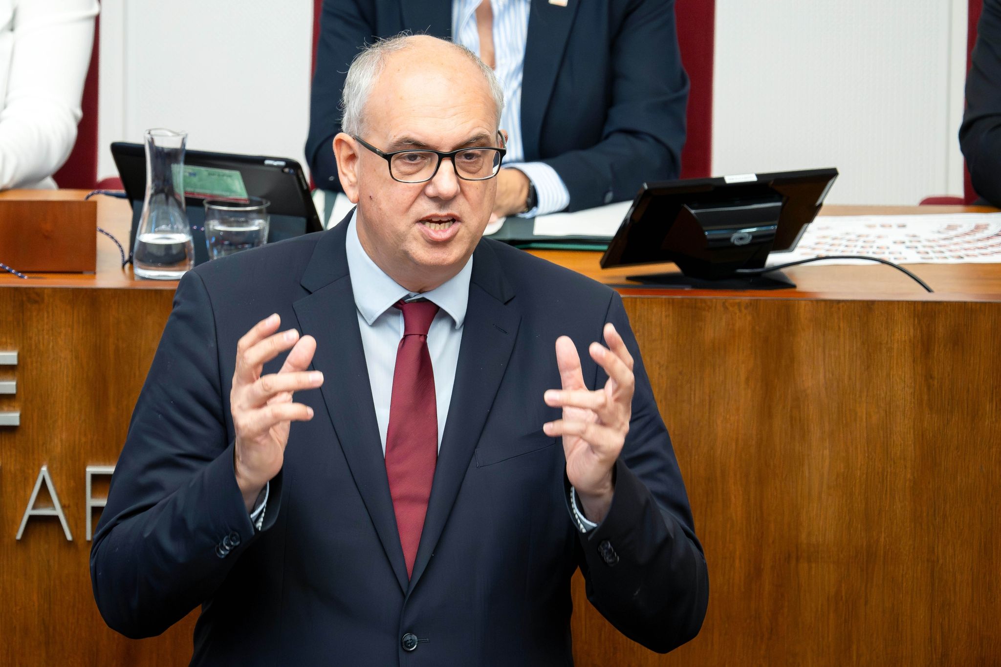 Andreas Bovenschulte (SPD), Bürgermeister Von Bremen, Bei Der Regierungserklärung Des Senats In Der Bremischen Bürgerschaft.
