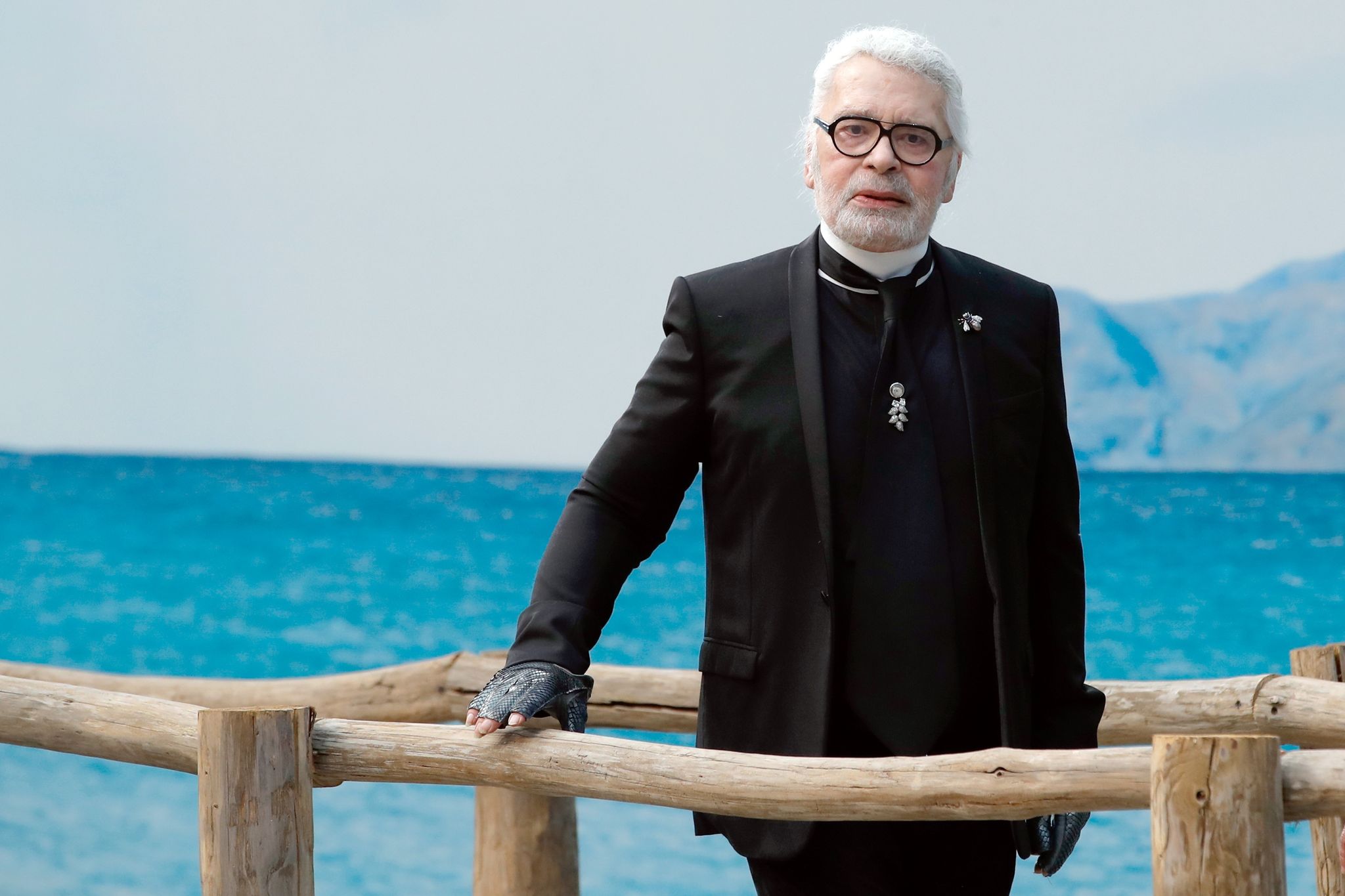 Der Modedesigner Karl Lagerfeld 2018 Bei Der Präsentation Der Chanel-Modekollektion  Frühjahr/Sommerkollektion 2019.