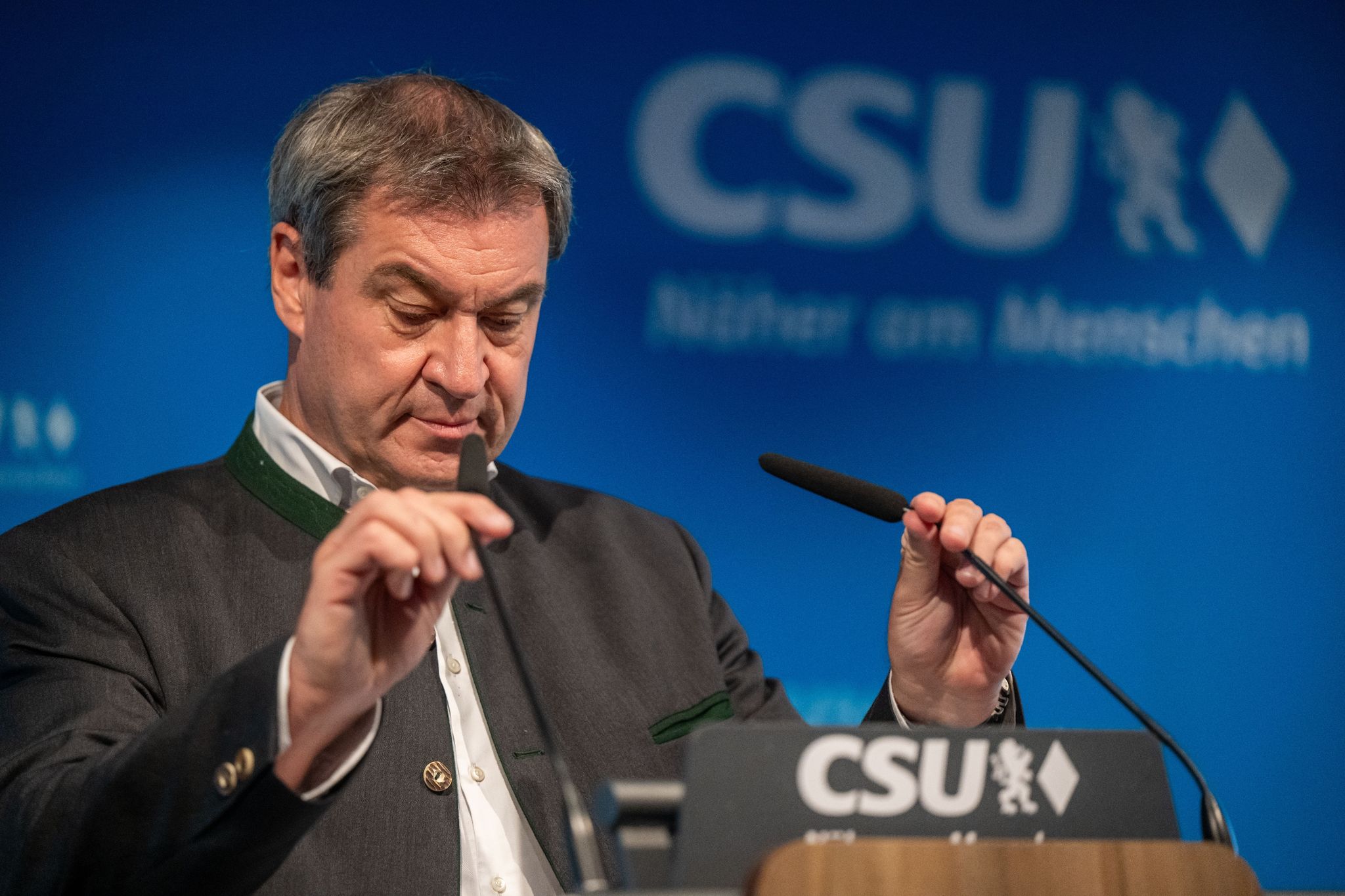 CSU-Chef Markus Söder Nimmt Nach Der CSU-Vorstandssitzung An Einer Pressekonferenz Teil.