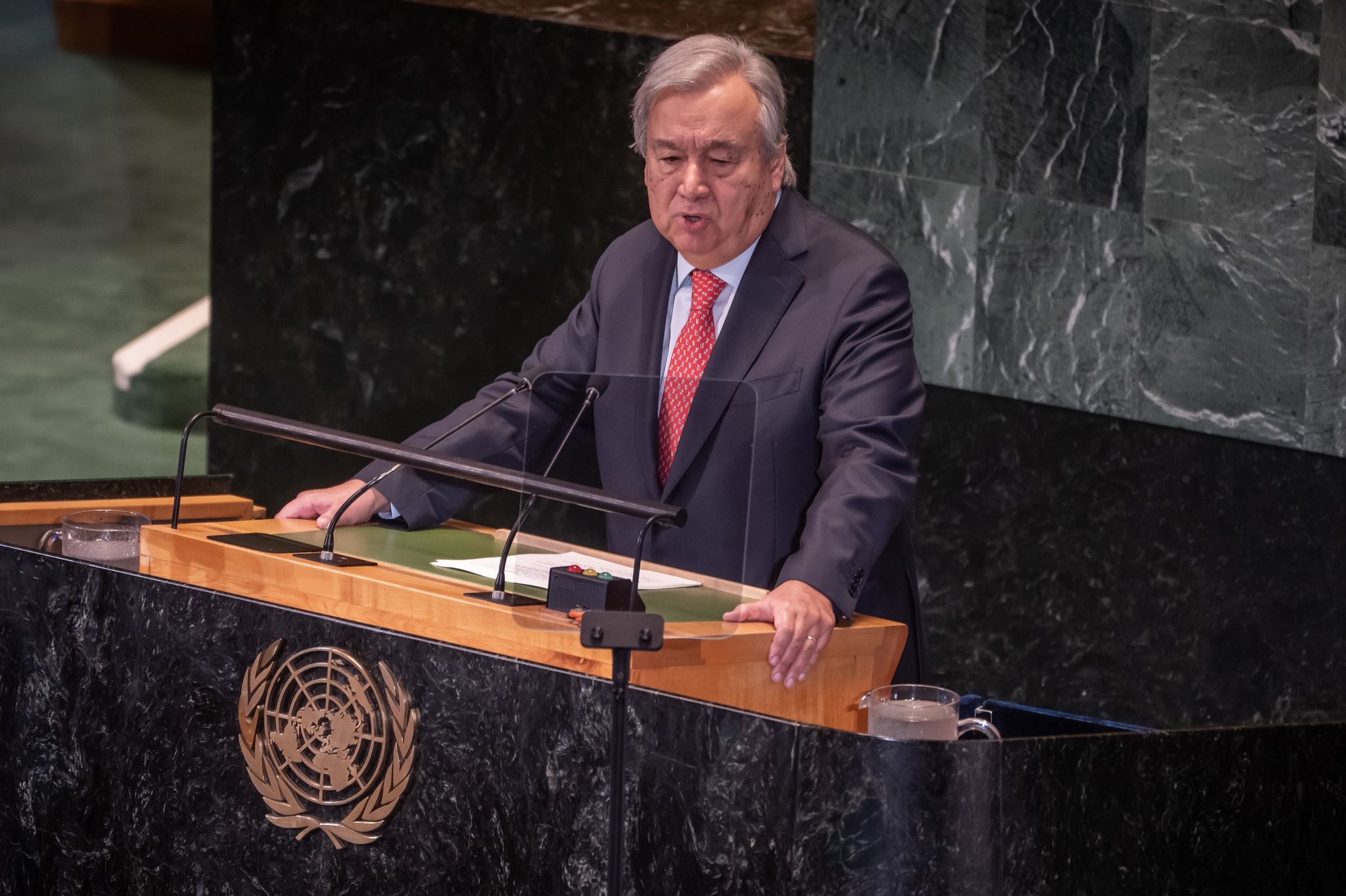 António Guterres Spricht Bei Der Konferenz über Stand Der Nachhaltigkeitsziele Der Vereinten Nationen.