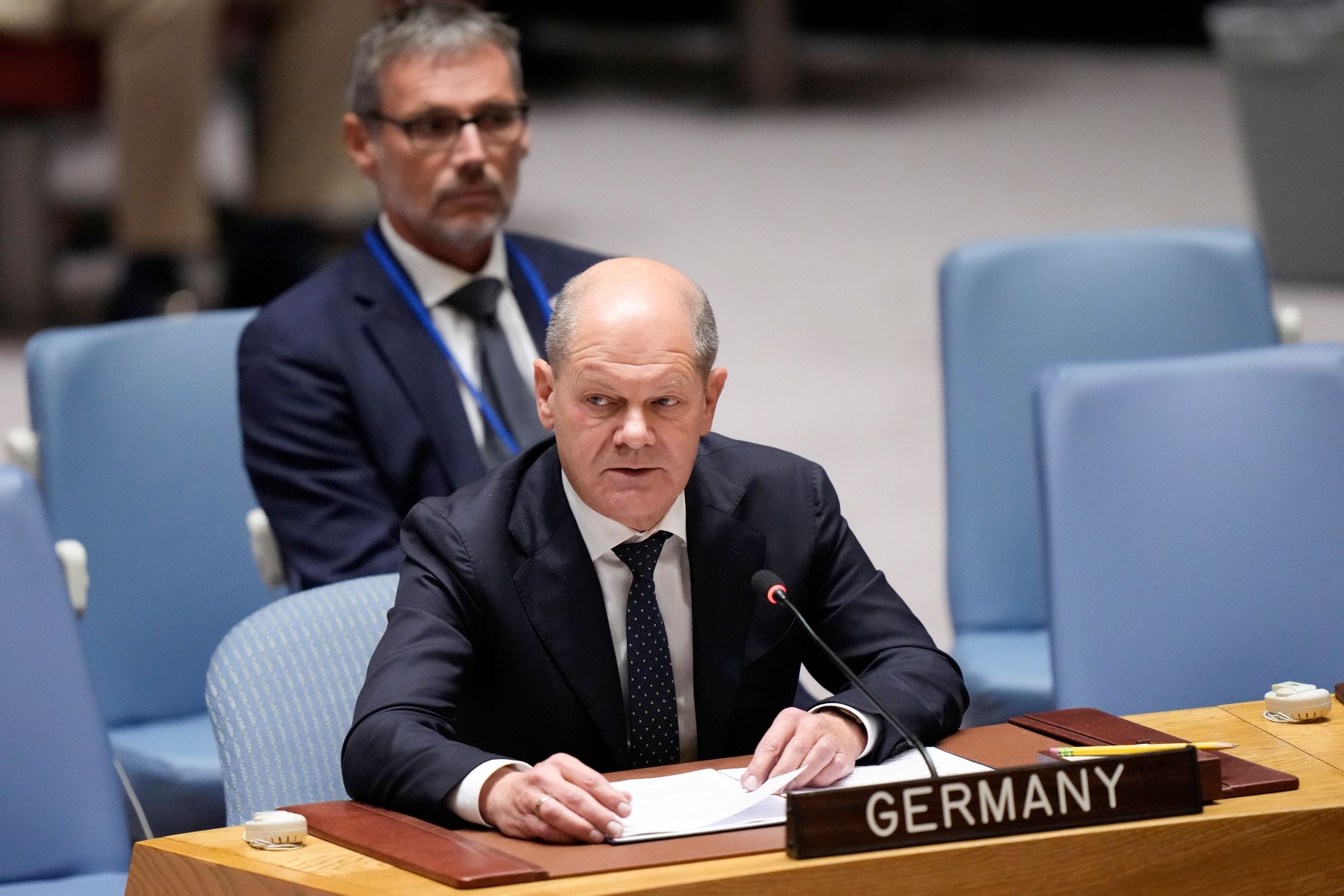 Bundeskanzler Olaf Scholz Spricht Im UN-Sicherheitsrat.