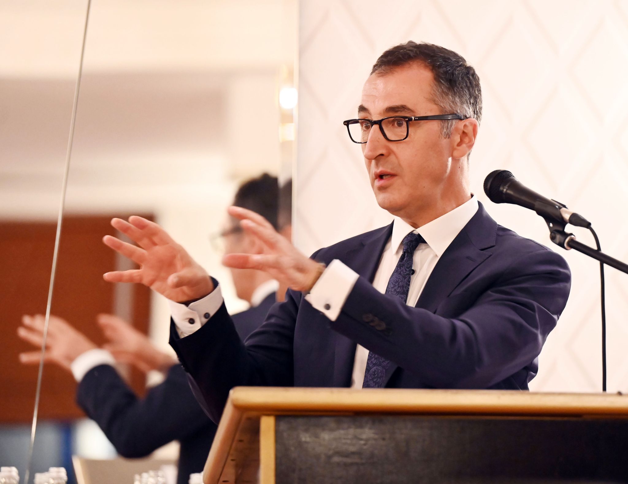 Bundeslandwirtschaftsminister Cem Özdemir (Bündnis 90/Die Grünen) Spricht Bei Einem Empfang.