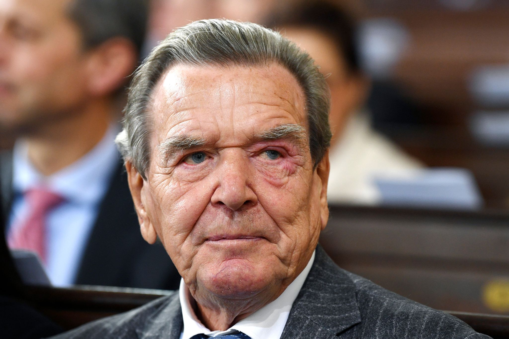 Der Ehemalige Deutsche Bundeskanzler Gerhard Schröder Nimmt An Einem Gottesdienst Teil.