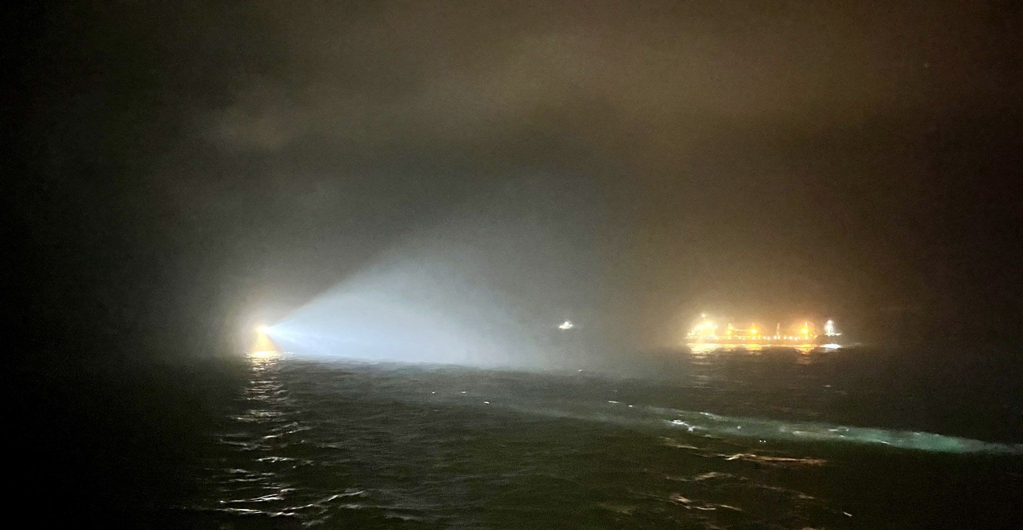 Zusammenstoß Von Zwei Frachtschiffen In Der Nordsee.
