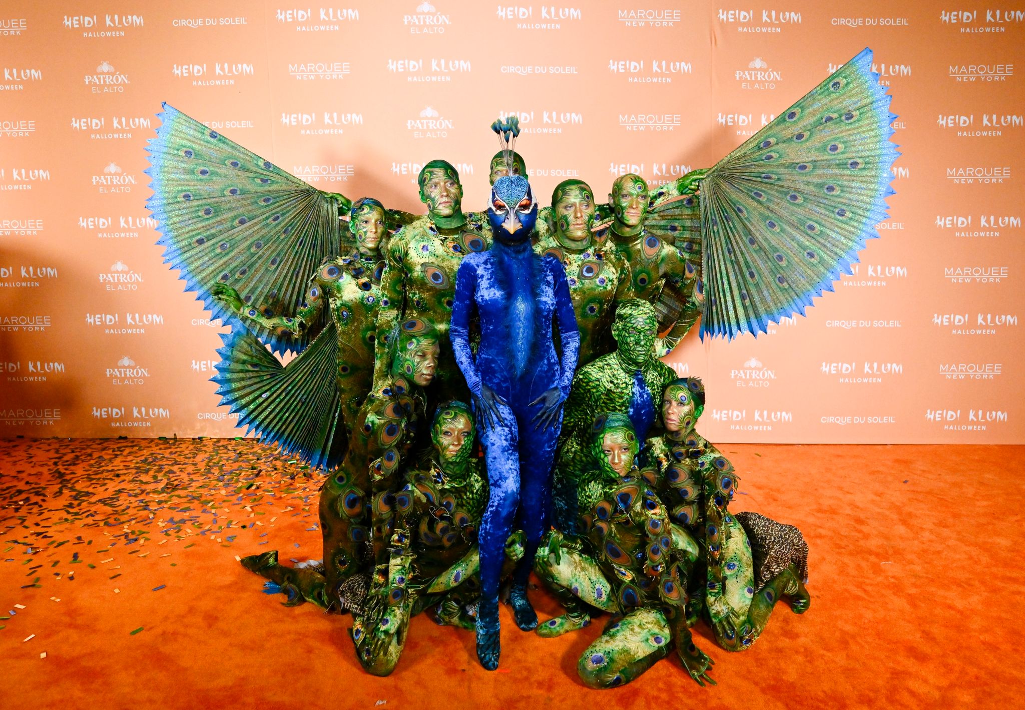 Heidi Klum Kommt Als Pfau Verkleidet Zu Ihrer 22. Jährlichen Halloween-Party In New York.