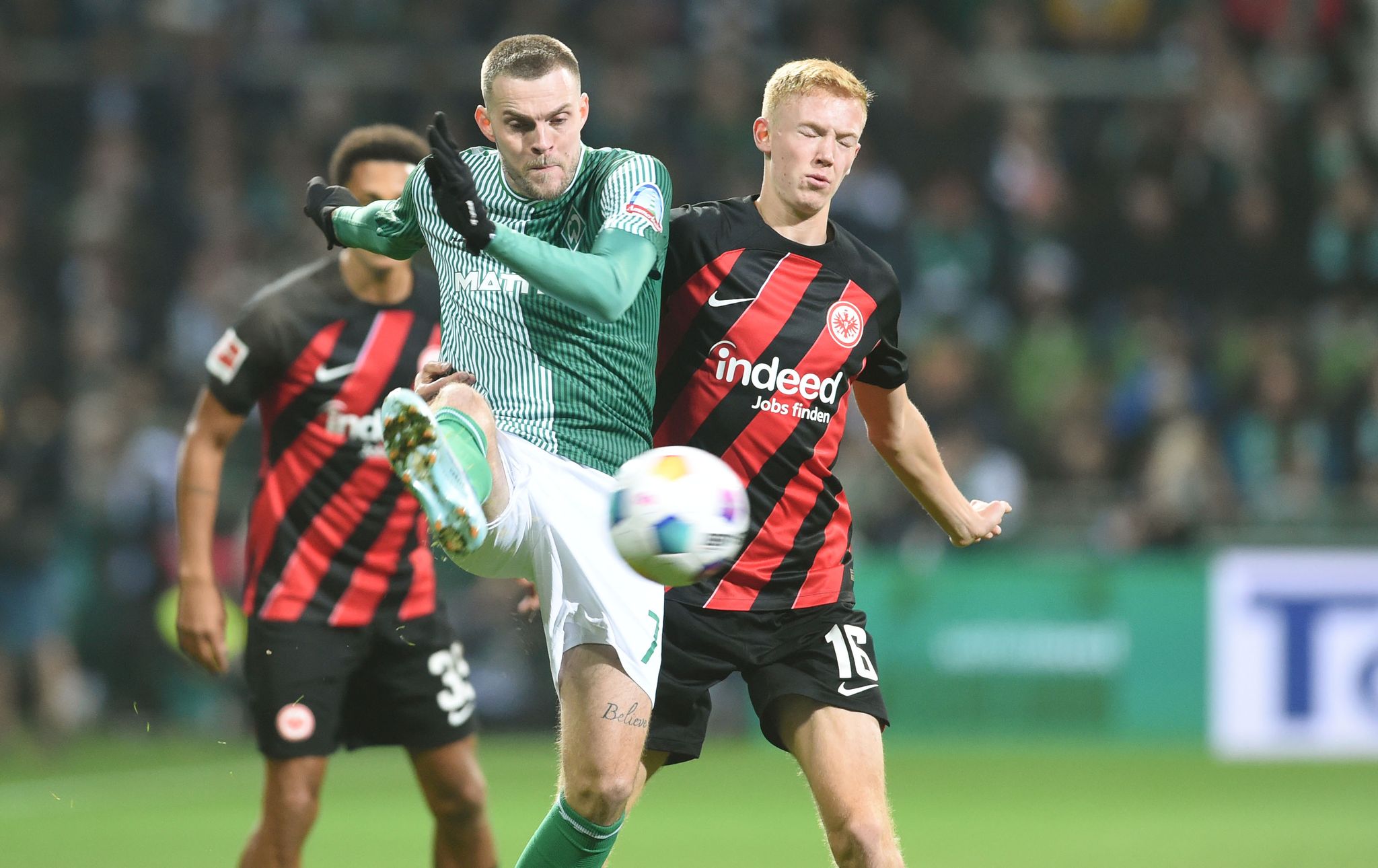 Werders Neu-Nationalspieler Marvin Ducksch (M) Zeigte Gegen Die Eintracht Eine Starke Leistung.